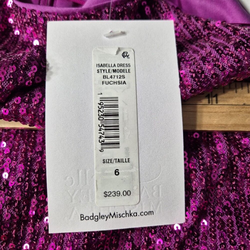 Belle Badgley Mischka Women's Dress Size 6 Sequin Dress Evening PinkFuchsia (47) - Picture 11 of 11